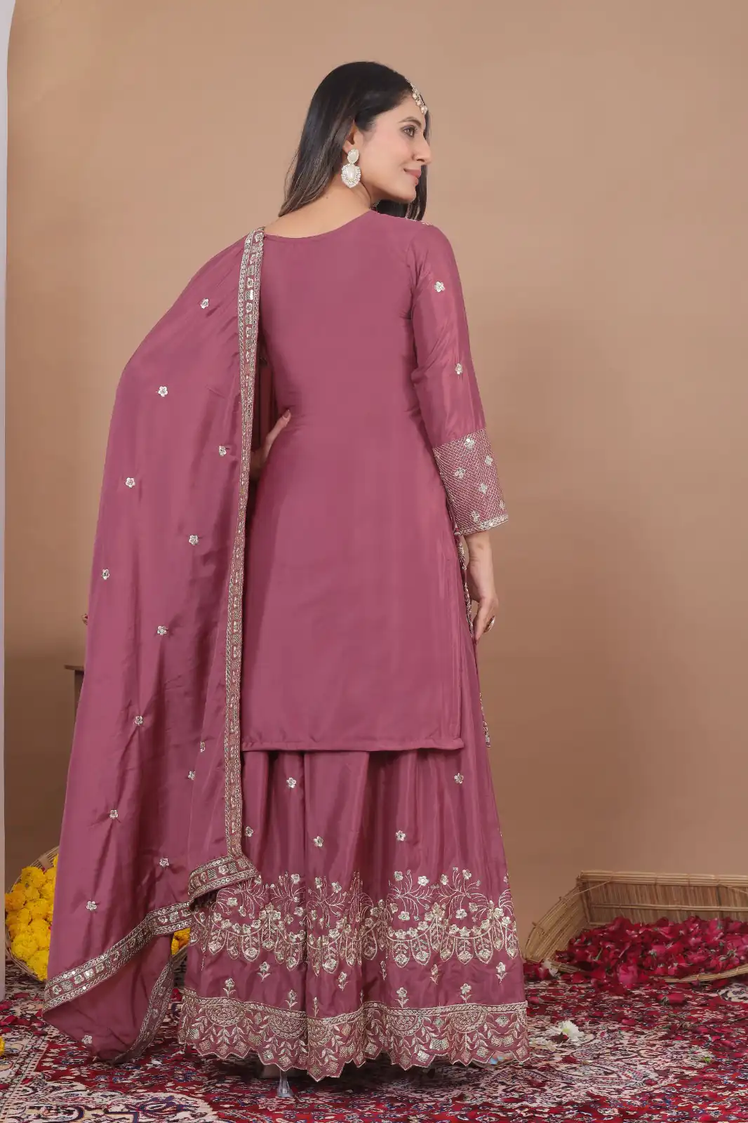FE 128 Onion Natural Crep Salwar Suit Brown with Embroidery Work. Exclusive Offer ₹2449. Delivery 4-6 Working Days. Shop now. | Jump Suits, Salwar suit, Designer Suits, Casual Suits, Creative suits, Palazzo Suits, Party Wear Suits, Patiala Suits, Straight Suits