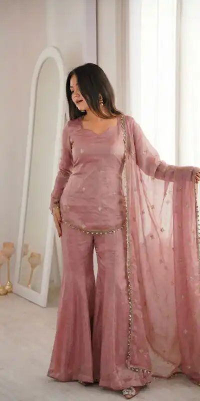 ZSR 3159 Peach Fendy Silk Salwar Suitwith Embroidery Work & Lace Work. Now at just ₹2049. Delivery 4-6 Working Days. Shop now. | Jump Suits, Salwar suit, Designer Suits, Casual Suits, Creative suits, Palazzo Suits, Party Wear Suits, Patiala Suits, Straight Suits