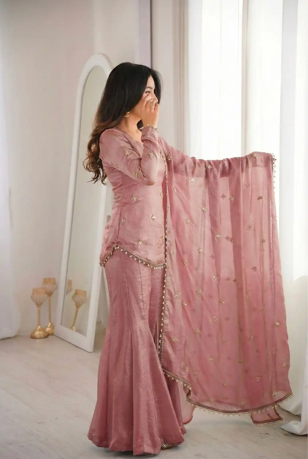 ZSR 3159 Peach Fendy Silk Salwar Suitwith Embroidery Work & Lace Work. Now at just ₹2049. Delivery 4-6 Working Days. Shop now. | Jump Suits, Salwar suit, Designer Suits, Casual Suits, Creative suits, Palazzo Suits, Party Wear Suits, Patiala Suits, Straight Suits