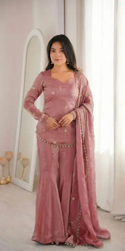 ZSR 3159 Peach Fendy Silk Salwar Suitwith Embroidery Work & Lace Work. Now at just ₹2049. Delivery 4-6 Working Days. Shop now. | Jump Suits, Salwar suit, Designer Suits, Casual Suits, Creative suits, Palazzo Suits, Party Wear Suits, Patiala Suits, Straight Suits