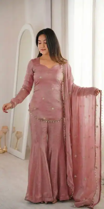 ZSR 3159 Peach Fendy Silk Salwar Suitwith Embroidery Work & Lace Work. Now at just ₹2049. Delivery 4-6 Working Days. Shop now. | Jump Suits, Salwar suit, Designer Suits, Casual Suits, Creative suits, Palazzo Suits, Party Wear Suits, Patiala Suits, Straight Suits