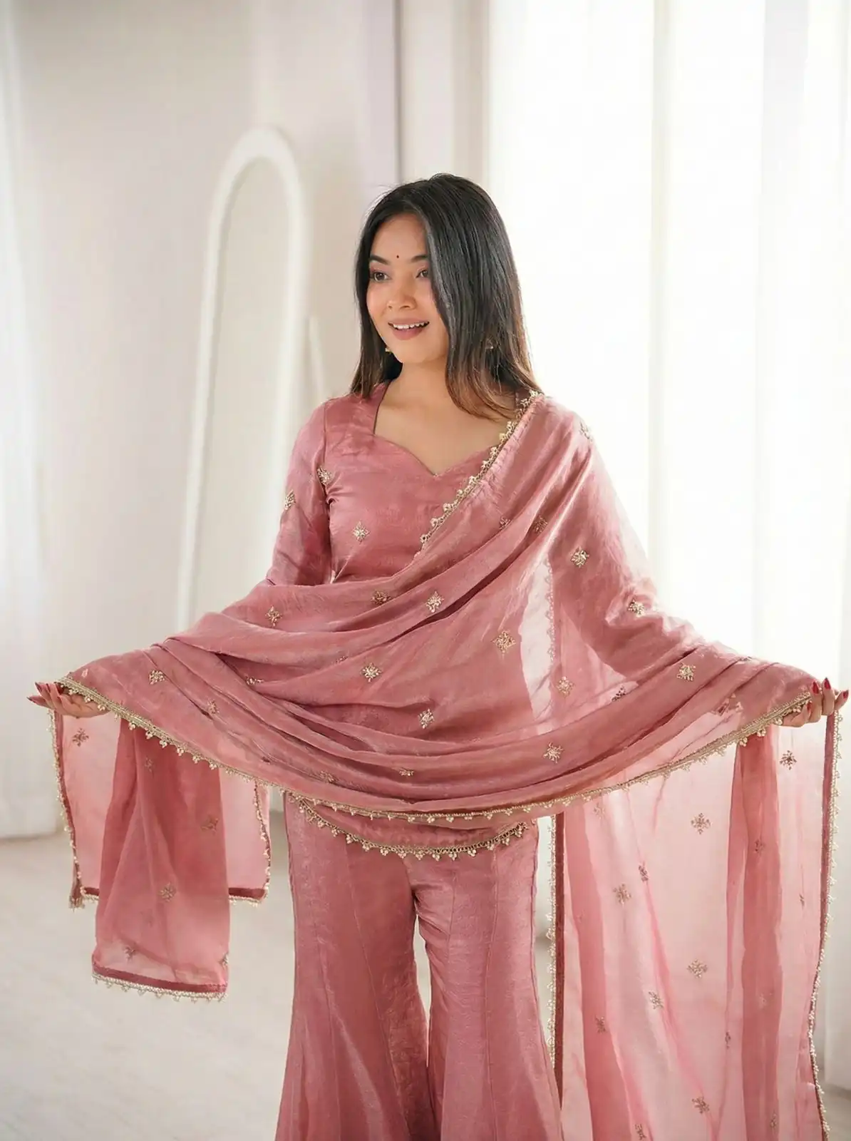 ZSR 3159 Peach Fendy Silk Salwar Suitwith Embroidery Work & Lace Work. Now at just ₹2049. Delivery 4-6 Working Days. Shop now. | Jump Suits, Salwar suit, Designer Suits, Casual Suits, Creative suits, Palazzo Suits, Party Wear Suits, Patiala Suits, Straight Suits