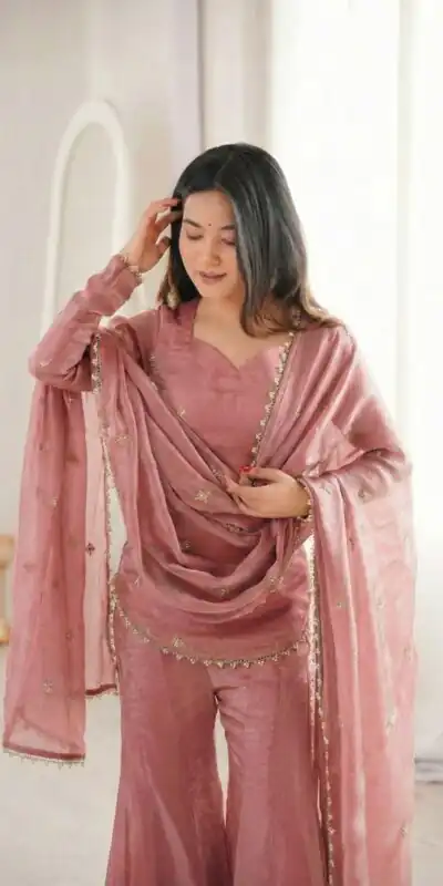 ZSR 3159 Peach Fendy Silk Salwar Suitwith Embroidery Work & Lace Work. Now at just ₹2049. Delivery 4-6 Working Days. Shop now. | Jump Suits, Salwar suit, Designer Suits, Casual Suits, Creative suits, Palazzo Suits, Party Wear Suits, Patiala Suits, Straight Suits
