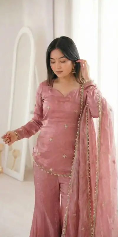 ZSR 3159 Peach Fendy Silk Salwar Suitwith Embroidery Work & Lace Work. Now at just ₹2049. Delivery 4-6 Working Days. Shop now. | Jump Suits, Salwar suit, Designer Suits, Casual Suits, Creative suits, Palazzo Suits, Party Wear Suits, Patiala Suits, Straight Suits