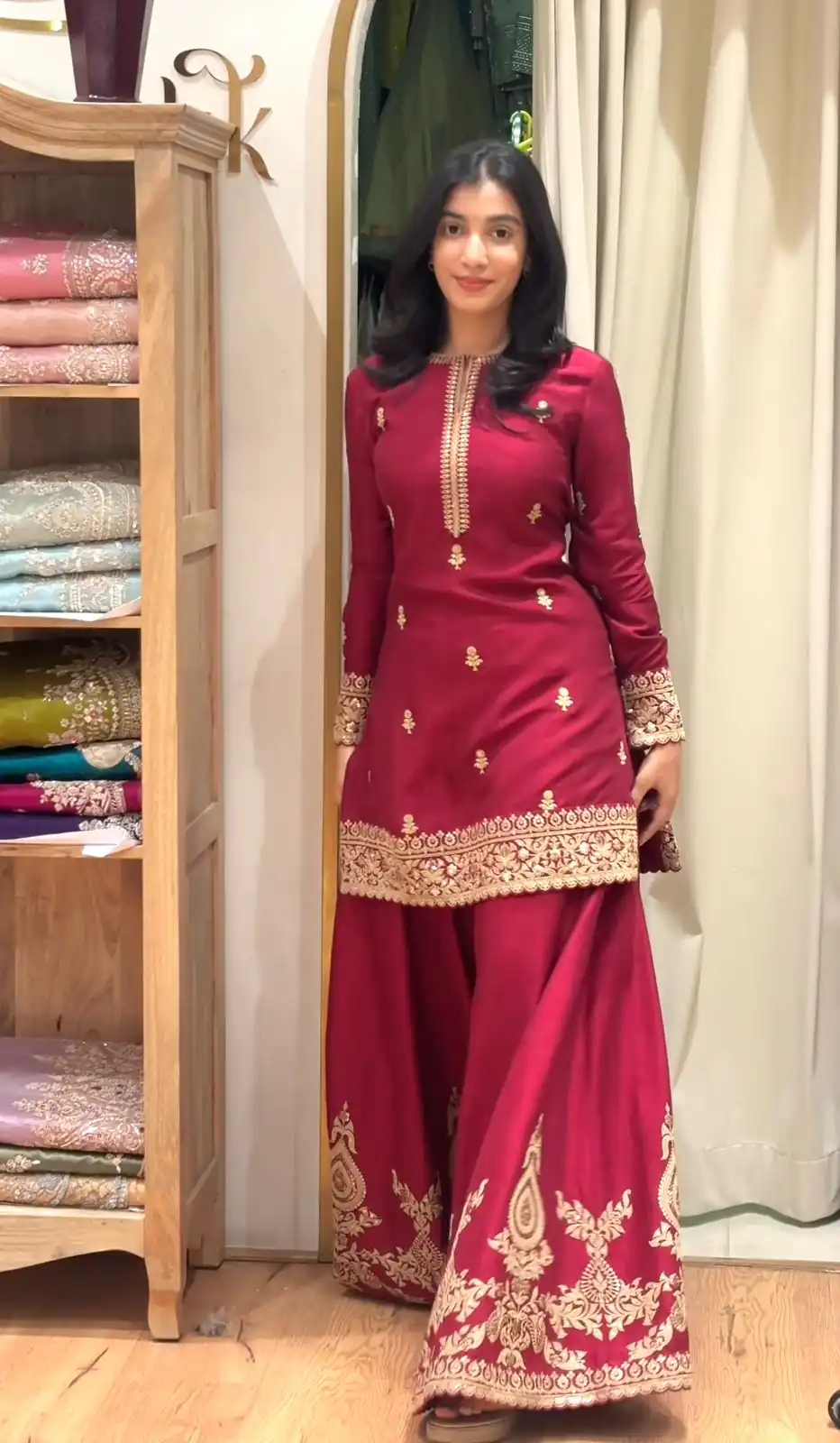 MF 501 Red Natural Crep Salwar Suit Brown with Embroidery Work. Exclusive Offer ₹2549. Delivery 4-6 Working Days. Shop now. | Jump Suits, Salwar suit, Designer Suits, Casual Suits, Creative suits, Palazzo Suits, Party Wear Suits, Patiala Suits, Straight Suits