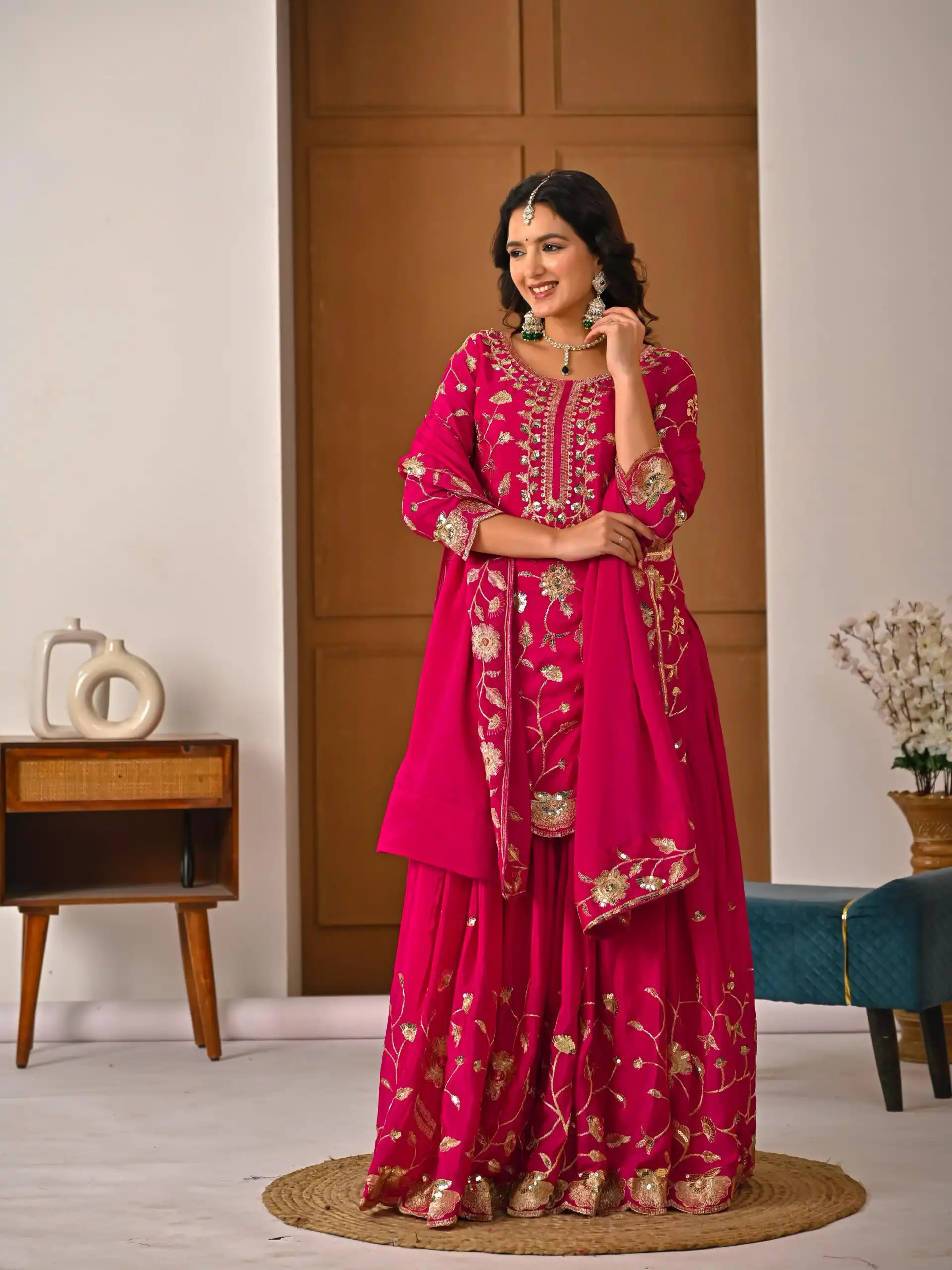 MD 3057 Pink Chinon Silk Salwar Suit with Embroidery Work & Lace Work. Affordable Price ₹2149. Delivery 4-6 Working Days. Shop now. | Jump Suits, Salwar suit, Designer Suits, Casual Suits, Creative suits, Palazzo Suits, Party Wear Suits, Patiala Suits, Straight Suits