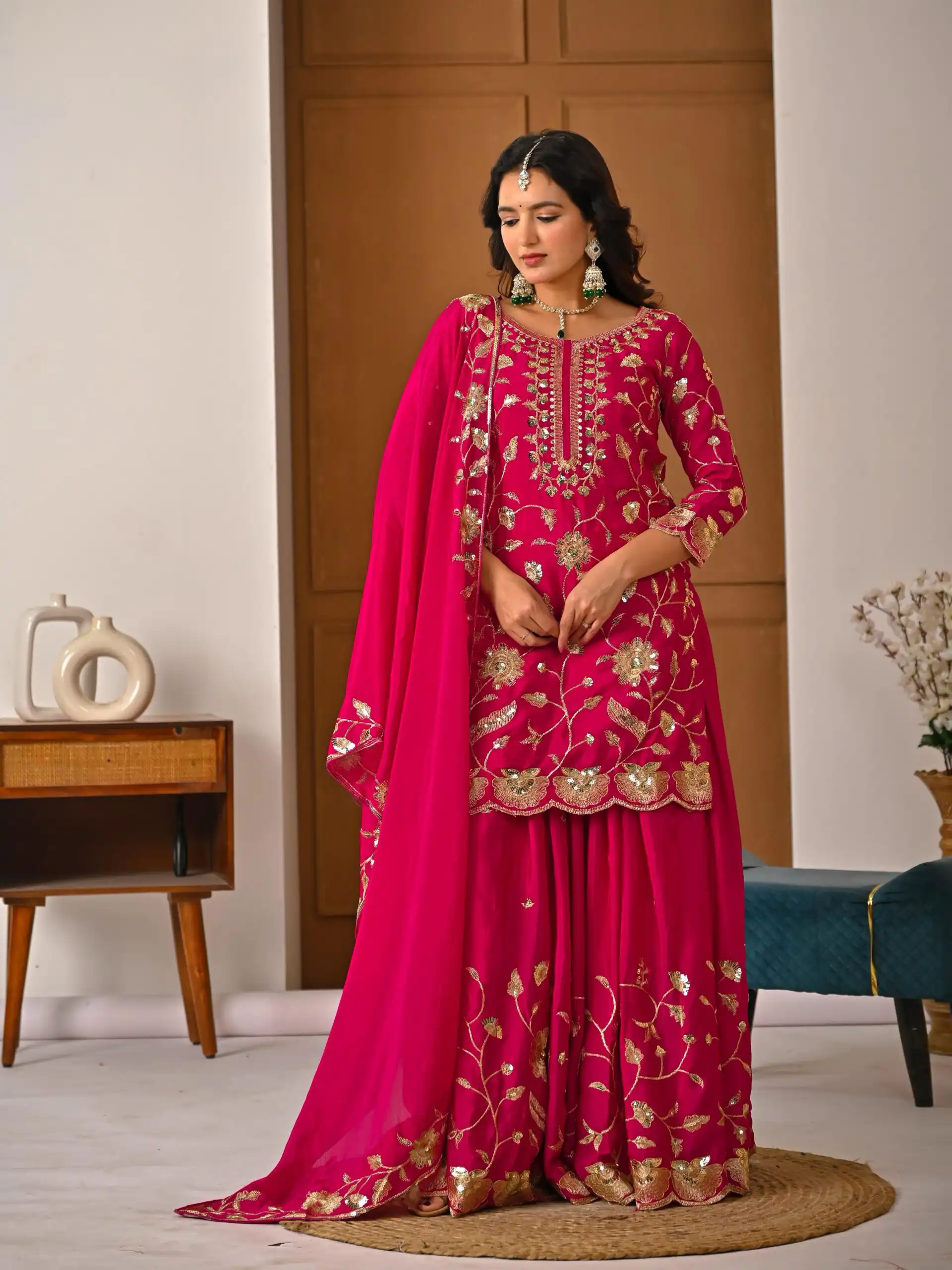 MD 3057 Pink Chinon Silk Salwar Suit with Embroidery Work & Lace Work. Affordable Price ₹2149. Delivery 4-6 Working Days. Shop now. | Jump Suits, Salwar suit, Designer Suits, Casual Suits, Creative suits, Palazzo Suits, Party Wear Suits, Patiala Suits, Straight Suits