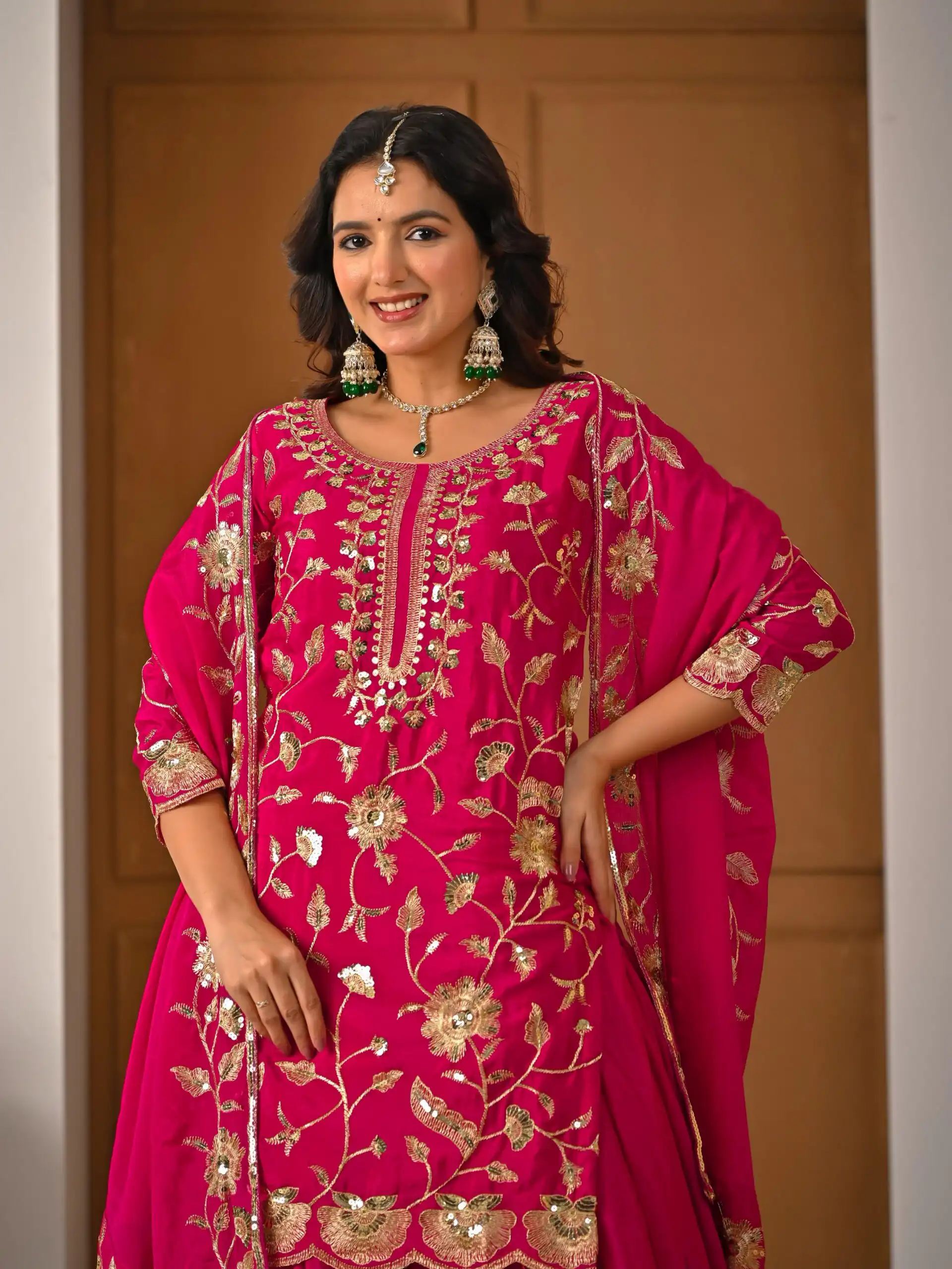 MD 3057 Pink Chinon Silk Salwar Suit with Embroidery Work & Lace Work. Affordable Price ₹2149. Delivery 4-6 Working Days. Shop now. | Jump Suits, Salwar suit, Designer Suits, Casual Suits, Creative suits, Palazzo Suits, Party Wear Suits, Patiala Suits, Straight Suits