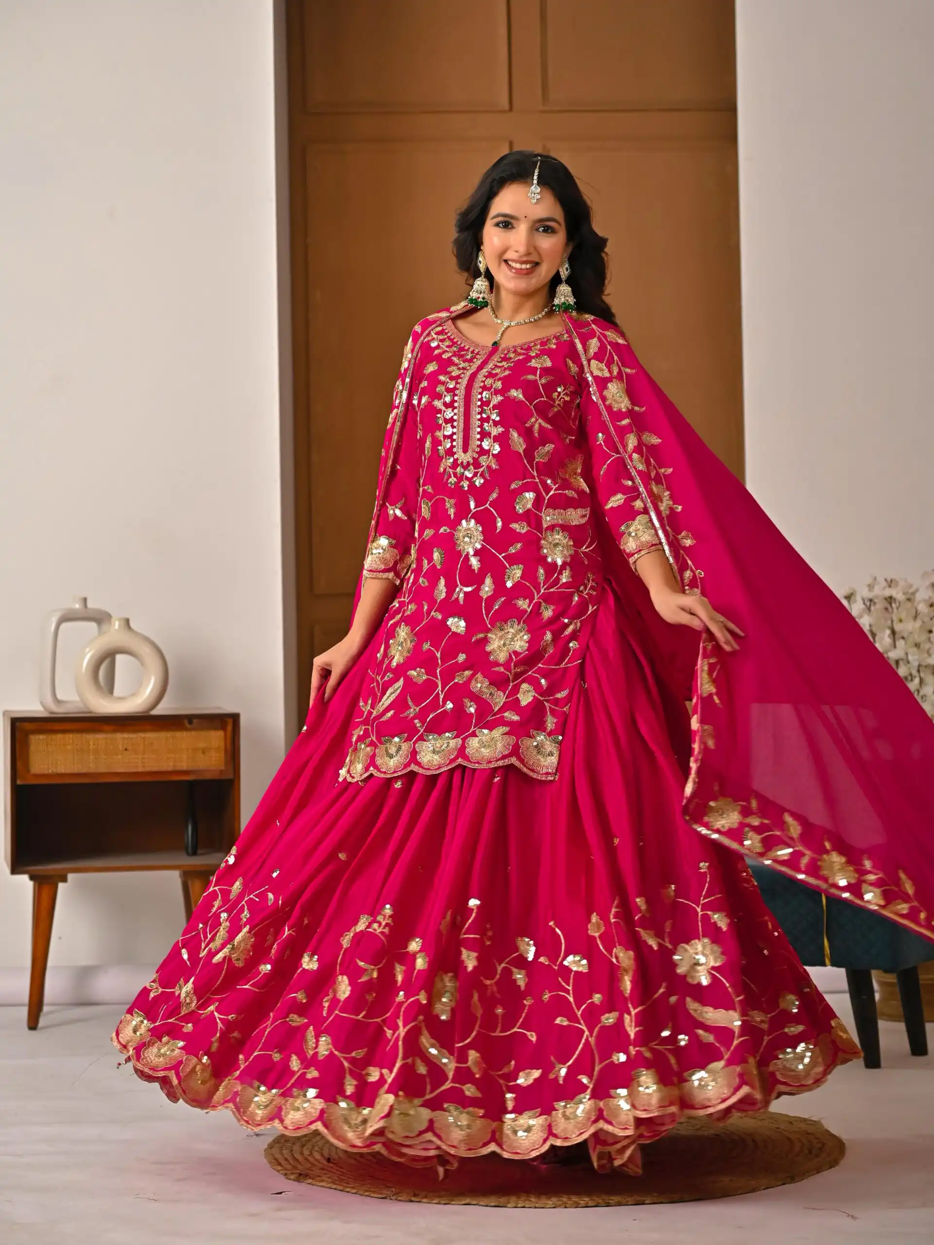 MD 3057 Pink Chinon Silk Salwar Suit with Embroidery Work & Lace Work. Affordable Price ₹2149. Delivery 4-6 Working Days. Shop now. | Jump Suits, Salwar suit, Designer Suits, Casual Suits, Creative suits, Palazzo Suits, Party Wear Suits, Patiala Suits, Straight Suits