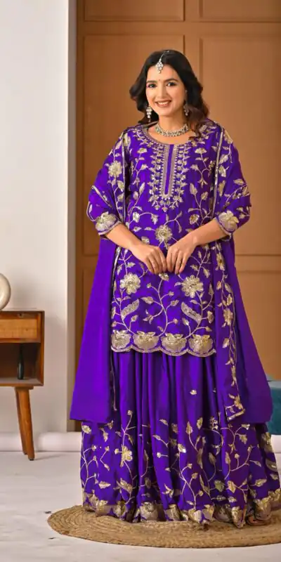 MD 3057 Purple Chinon Silk Salwar Suit with Embroidery Work & Lace Work. Affordable Price ₹2149. Delivery 4-6 Working Days. Shop now. | Jump Suits, Salwar suit, Designer Suits, Casual Suits, Creative suits, Palazzo Suits, Party Wear Suits, Patiala Suits, Straight Suits