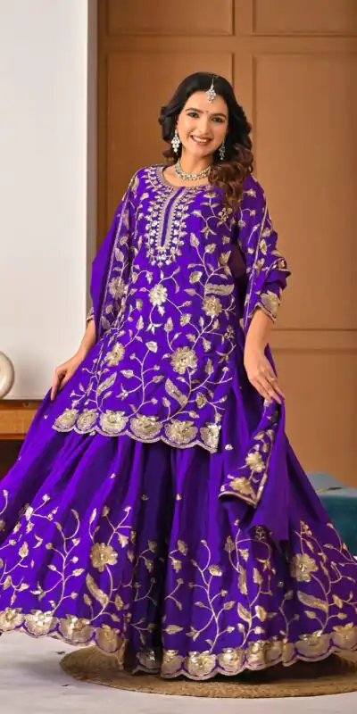 MD 3057 Purple Chinon Silk Salwar Suit with Embroidery Work & Lace Work. Affordable Price âš2149. Delivery 4-6 Working Days. Shop now. | Jump Suits, Salwar suit, Designer Suits, Casual Suits, Creative suits, Palazzo Suits, Party Wear Suits, Patiala Suits, Straight Suits