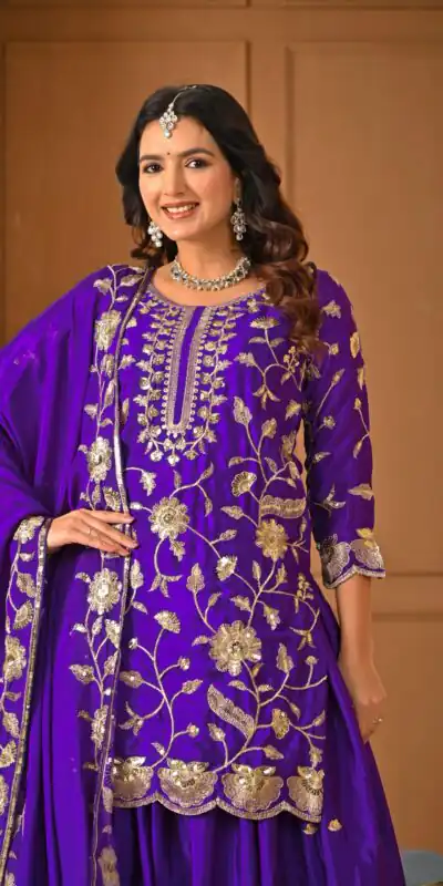 MD 3057 Purple Chinon Silk Salwar Suit with Embroidery Work & Lace Work. Affordable Price ₹2149. Delivery 4-6 Working Days. Shop now. | Jump Suits, Salwar suit, Designer Suits, Casual Suits, Creative suits, Palazzo Suits, Party Wear Suits, Patiala Suits, Straight Suits