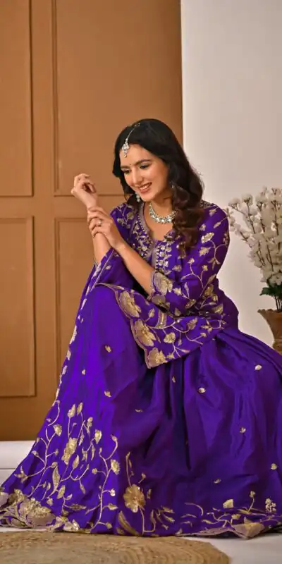 MD 3057 Purple Chinon Silk Salwar Suit with Embroidery Work & Lace Work. Affordable Price ₹2149. Delivery 4-6 Working Days. Shop now. | Jump Suits, Salwar suit, Designer Suits, Casual Suits, Creative suits, Palazzo Suits, Party Wear Suits, Patiala Suits, Straight Suits