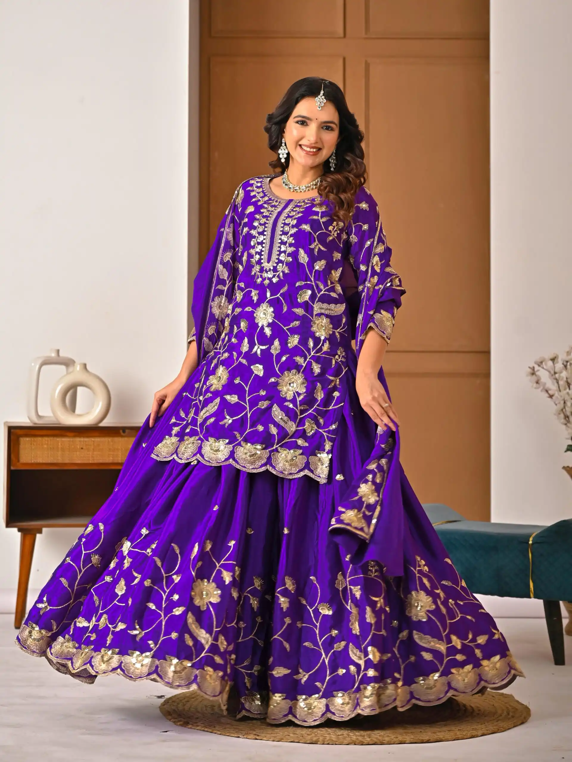 MD 3057 Purple Chinon Silk Salwar Suit with Embroidery Work & Lace Work. Affordable Price ₹2149. Delivery 4-6 Working Days. Shop now. | Jump Suits, Salwar suit, Designer Suits, Casual Suits, Creative suits, Palazzo Suits, Party Wear Suits, Patiala Suits, Straight Suits