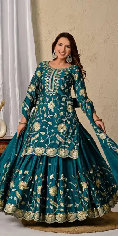 MD 3057 Teal Chinon Silk Salwar Suit with Embroidery Work & Lace Work. Affordable Price âš2149. Delivery 4-6 Working Days. Shop now. | Jump Suits, Salwar suit, Designer Suits, Casual Suits, Creative suits, Palazzo Suits, Party Wear Suits, Patiala Suits, Straight Suits