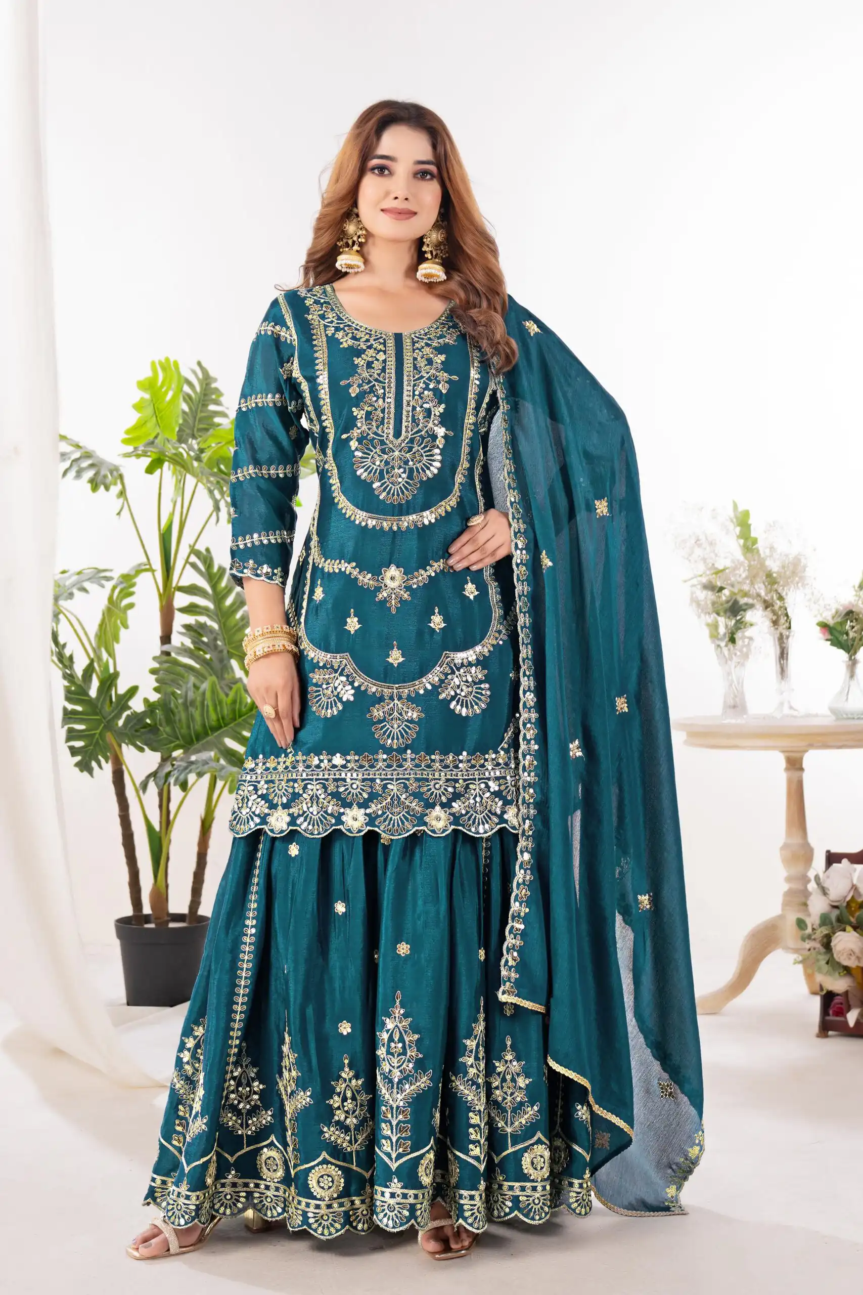 ND 5033 Teal Chinon Silk Salwar Suit with Embroidery Work & Lace Work. Affordable Price ₹2149. Delivery 4-6 Working Days. Shop now. | Jump Suits, Straight Suits, Salwar suit, Designer Suits, Casual Suits, Creative suits, Palazzo Suits, Party Wear Suits, Patiala Suits