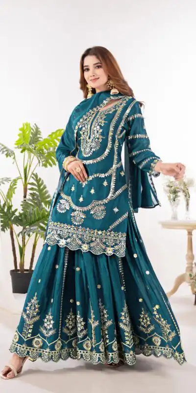 ND 5033 Teal Chinon Silk Salwar Suit with Embroidery Work & Lace Work. Affordable Price ₹2149. Delivery 4-6 Working Days. Shop now. | Jump Suits, Straight Suits, Salwar suit, Designer Suits, Casual Suits, Creative suits, Palazzo Suits, Party Wear Suits, Patiala Suits