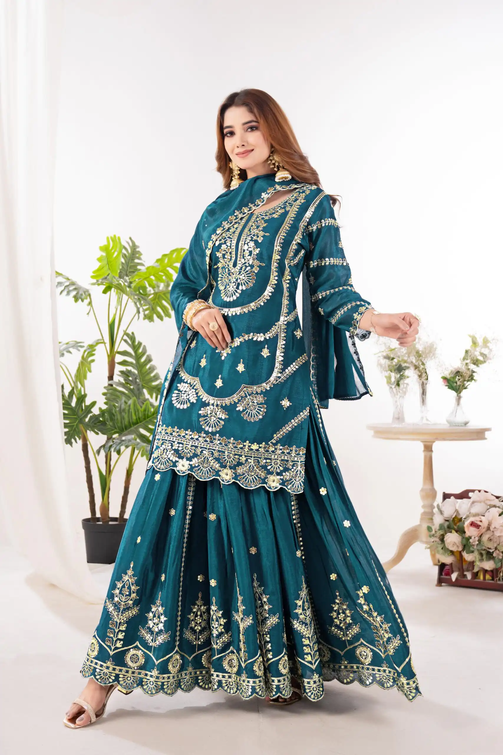 ND 5033 Teal Chinon Silk Salwar Suit with Embroidery Work & Lace Work. Affordable Price ₹2149. Delivery 4-6 Working Days. Shop now. | Jump Suits, Straight Suits, Salwar suit, Designer Suits, Casual Suits, Creative suits, Palazzo Suits, Party Wear Suits, Patiala Suits