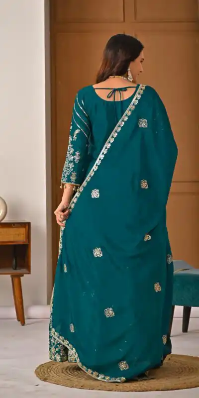 NF 1245 Teal Chinon Silk Lehenga Choli with Embroidery Work & Zari Work. Now at just ₹2449. Delivery 4-6 Working Days. Shop now. | Lehenga, Bollywood Lehenga, Creative Lehenga, Designer Lehenga, Embroidered Lehenga, Party Wear Lehenga