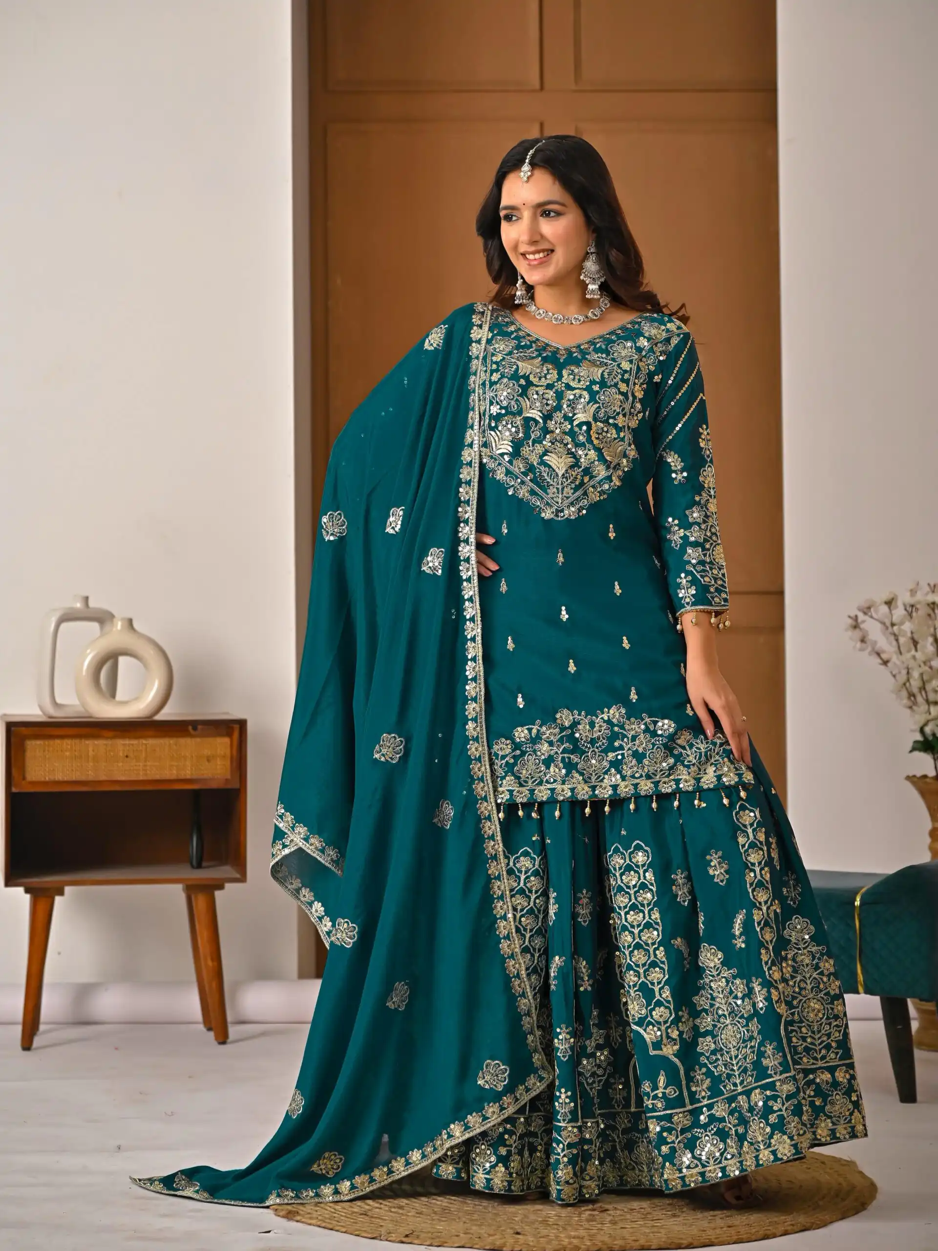 NF 1245 Teal Chinon Silk Lehenga Choli with Embroidery Work & Zari Work. Now at just ₹2449. Delivery 4-6 Working Days. Shop now. | Lehenga, Bollywood Lehenga, Creative Lehenga, Designer Lehenga, Embroidered Lehenga, Party Wear Lehenga