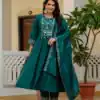 DIVA 126 Teal Viscose Roman Silk Anarkali Suit with Mirror Work & Embroidery Work. Affordable Price ₹2049. Delivery 4-6 Working Days. Shop now. | Anarkali Suits, Bollywood Anarkali, Creative-Anarkali, Designer Anarkali, Embroidered Anarkali, Party Wear Anarkali
