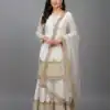 ZF 250 White Color Faux Georgette Embroidery Sequence Work Sharara Suit Wedding, Party, Festive, Events Etc. Expected Delivery 4-6 Working Days @2099/- | Jump Suits, Straight Suits, Salwar suit, Designer Suits, Casual Suits, Creative suits, Palazzo Suits, Party Wear Suits, Patiala Suits
