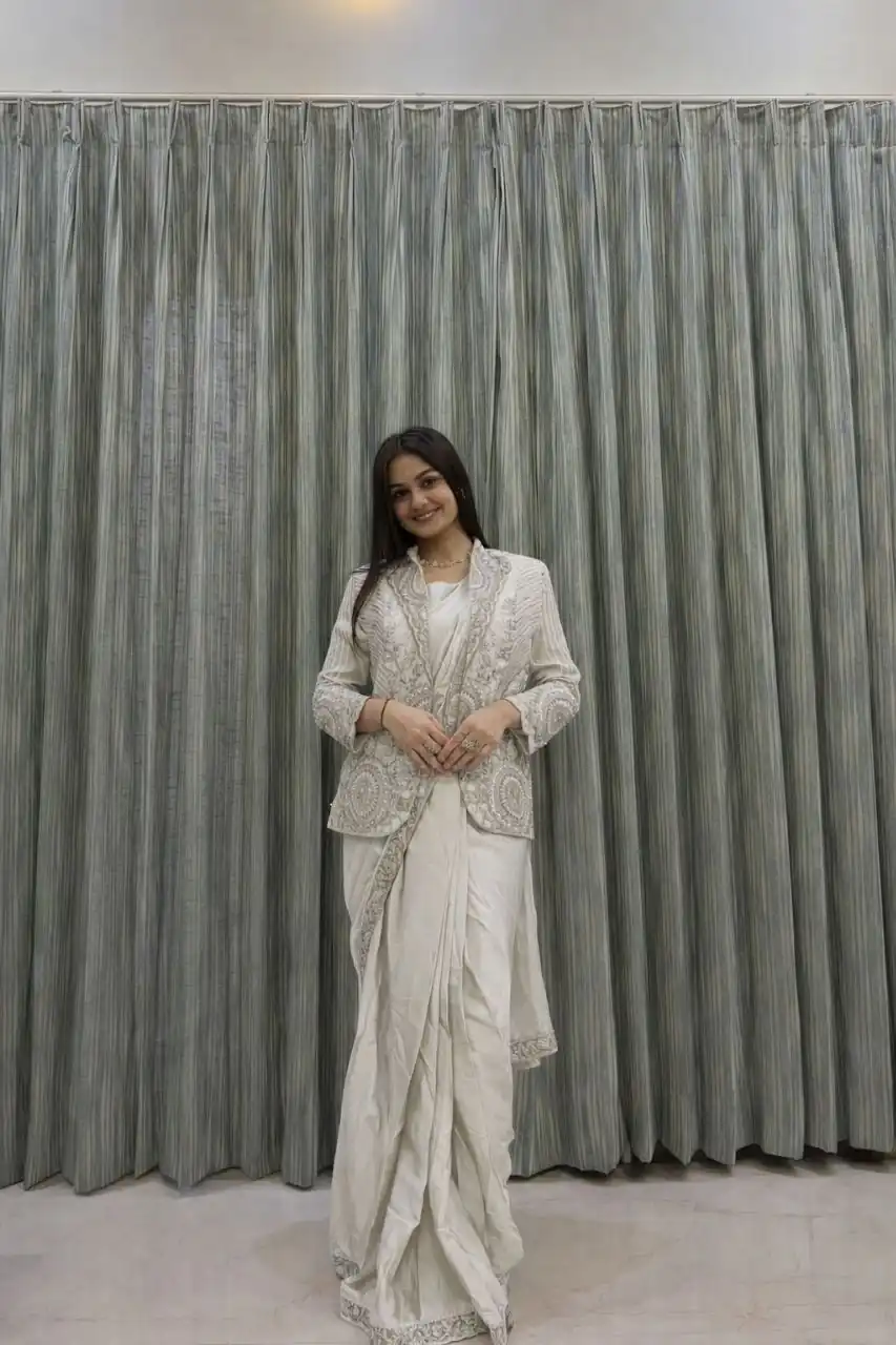 BB 49 White in Rangoli Silk Embroidery Work Saree . Wedding, Party, Festive, Events, Get it for ₹2099. Delivery 4-6 Working Days. Shop now. | Sarees, Bollywood Sarees, Creative Sarees, Designer Sarees, Embroidered Sarees, Ethnic Saree, Modern Digital sarees, Party Wear Sarees