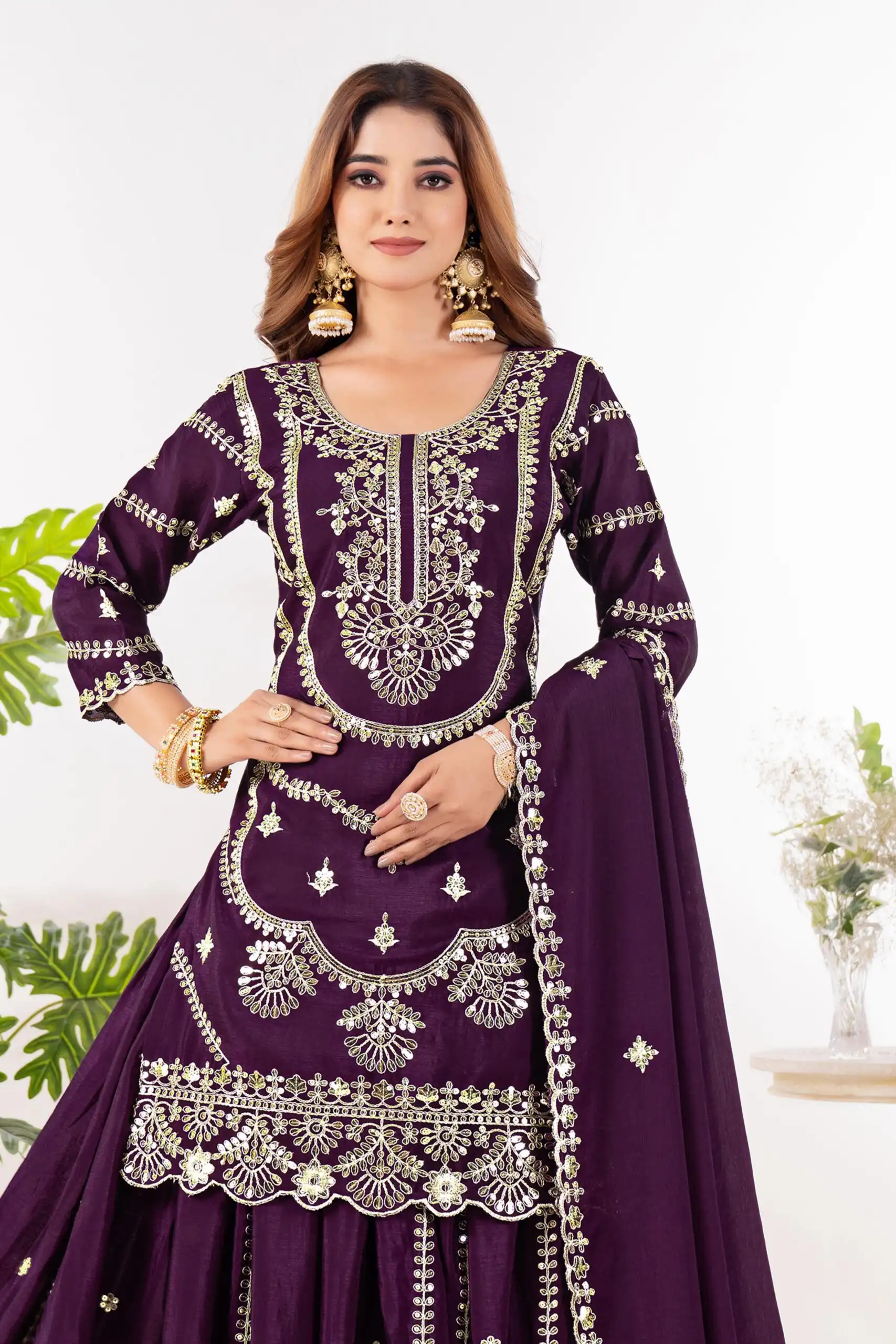 ND 5033 Wine Chinon Silk Salwar Suit with Embroidery Work & Lace Work. Affordable Price ₹2149. Delivery 4-6 Working Days. Shop now. | Jump Suits, Straight Suits, Salwar suit, Designer Suits, Casual Suits, Creative suits, Palazzo Suits, Party Wear Suits, Patiala Suits
