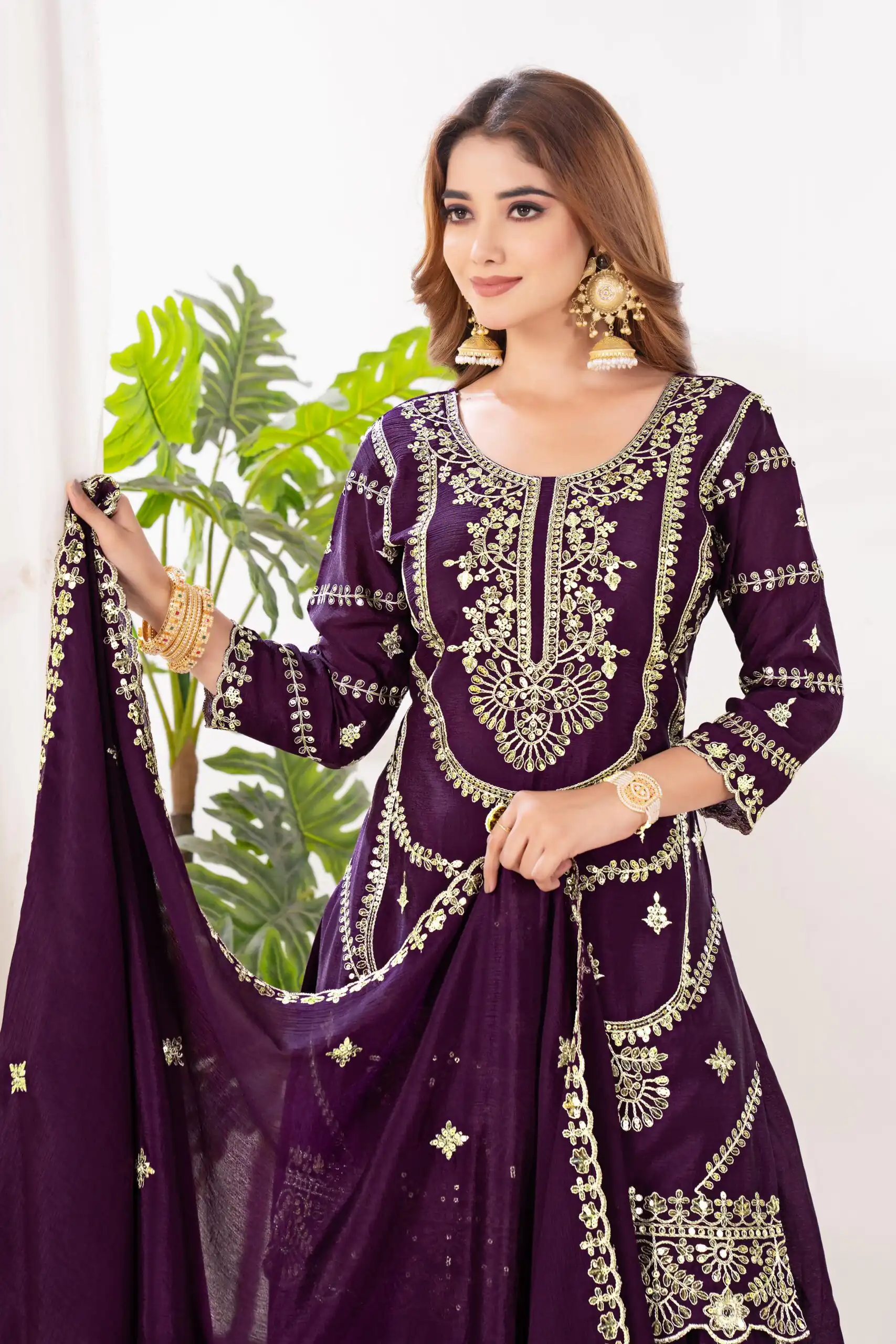 ND 5033 Wine Chinon Silk Salwar Suit with Embroidery Work & Lace Work. Affordable Price ₹2149. Delivery 4-6 Working Days. Shop now. | Jump Suits, Straight Suits, Salwar suit, Designer Suits, Casual Suits, Creative suits, Palazzo Suits, Party Wear Suits, Patiala Suits
