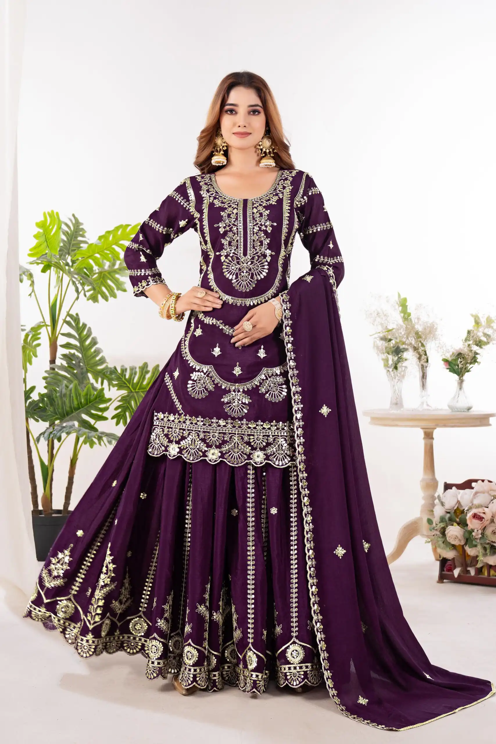 ND 5033 Wine Chinon Silk Salwar Suit with Embroidery Work & Lace Work. Affordable Price ₹2149. Delivery 4-6 Working Days. Shop now. | Jump Suits, Straight Suits, Salwar suit, Designer Suits, Casual Suits, Creative suits, Palazzo Suits, Party Wear Suits, Patiala Suits