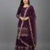 Wine Faux Georgette Embroider Salwar Suit