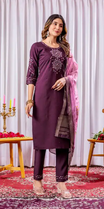 DIVA 111 Wine Viscose Silk Salwar Suit with Thread Embroidery Work. Best Price ₹2049. Delivery 4-6 Working Days. Shop now. | Jump Suits, Straight Suits, Salwar suit, Designer Suits, Casual Suits, Creative suits, Palazzo Suits, Party Wear Suits, Patiala Suits