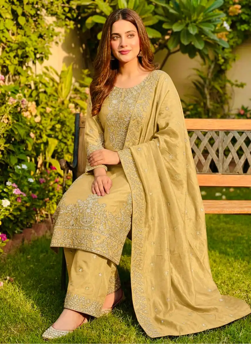 SRK 5316 Yellow Organza Silk Salwar Suit Perfect for Wedding, Party, Makar Sankranti, Eid, Durga Puja – . Affordable Price ₹2149. Delivery 4-6 Workin | Jump Suits, Straight Suits, Salwar suit, Designer Suits, Casual Suits, Creative suits, Palazzo Suits, Party Wear Suits, Patiala Suits