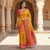 Yellow Pochampalli Lace Zari Work Saree