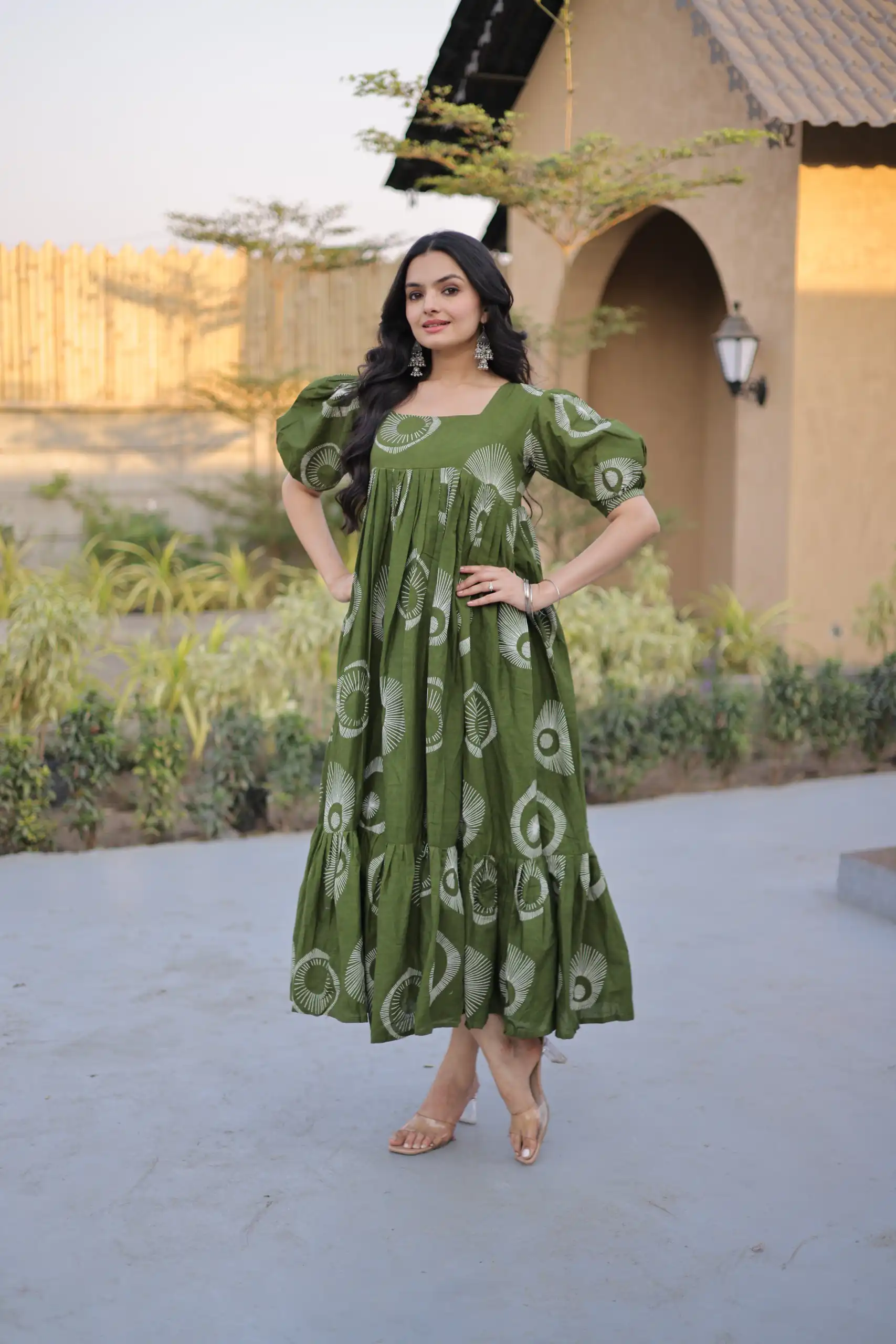 Beautiful Green Cotton Printed Kurti - Image 5