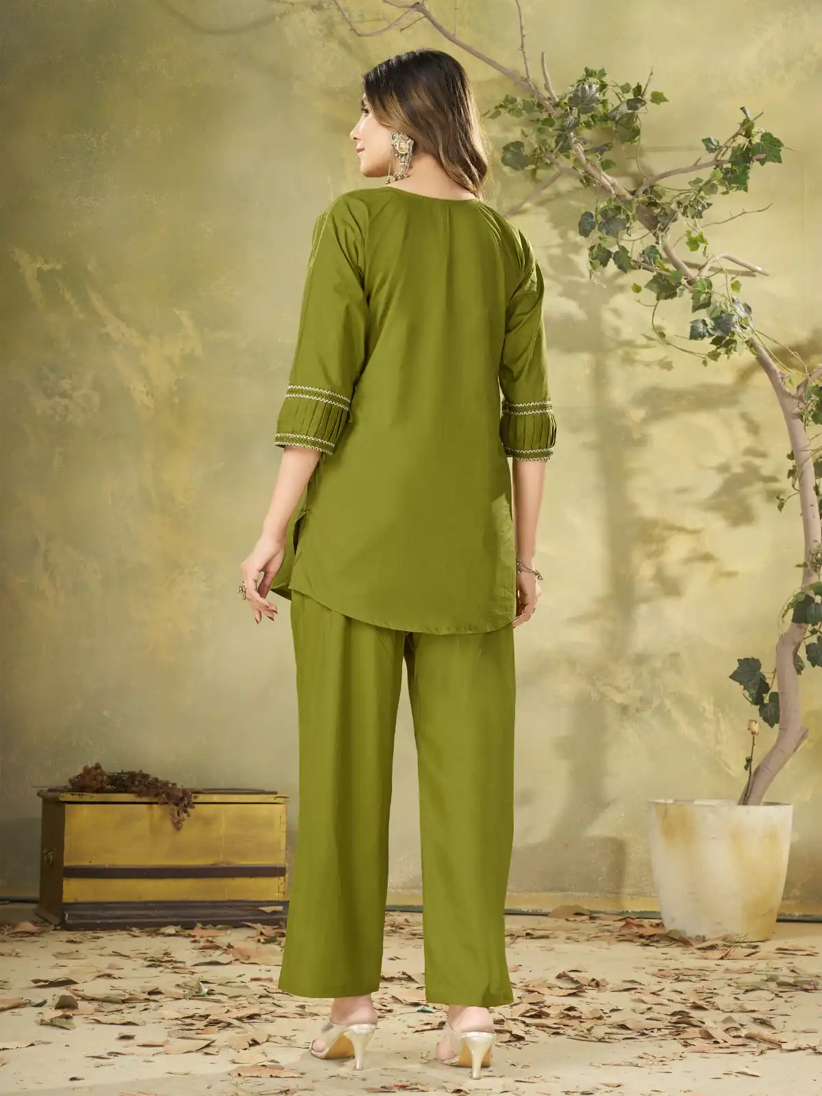 Beautiful Green Pure Cotton Multi Thread Work Kurti - Image 6
