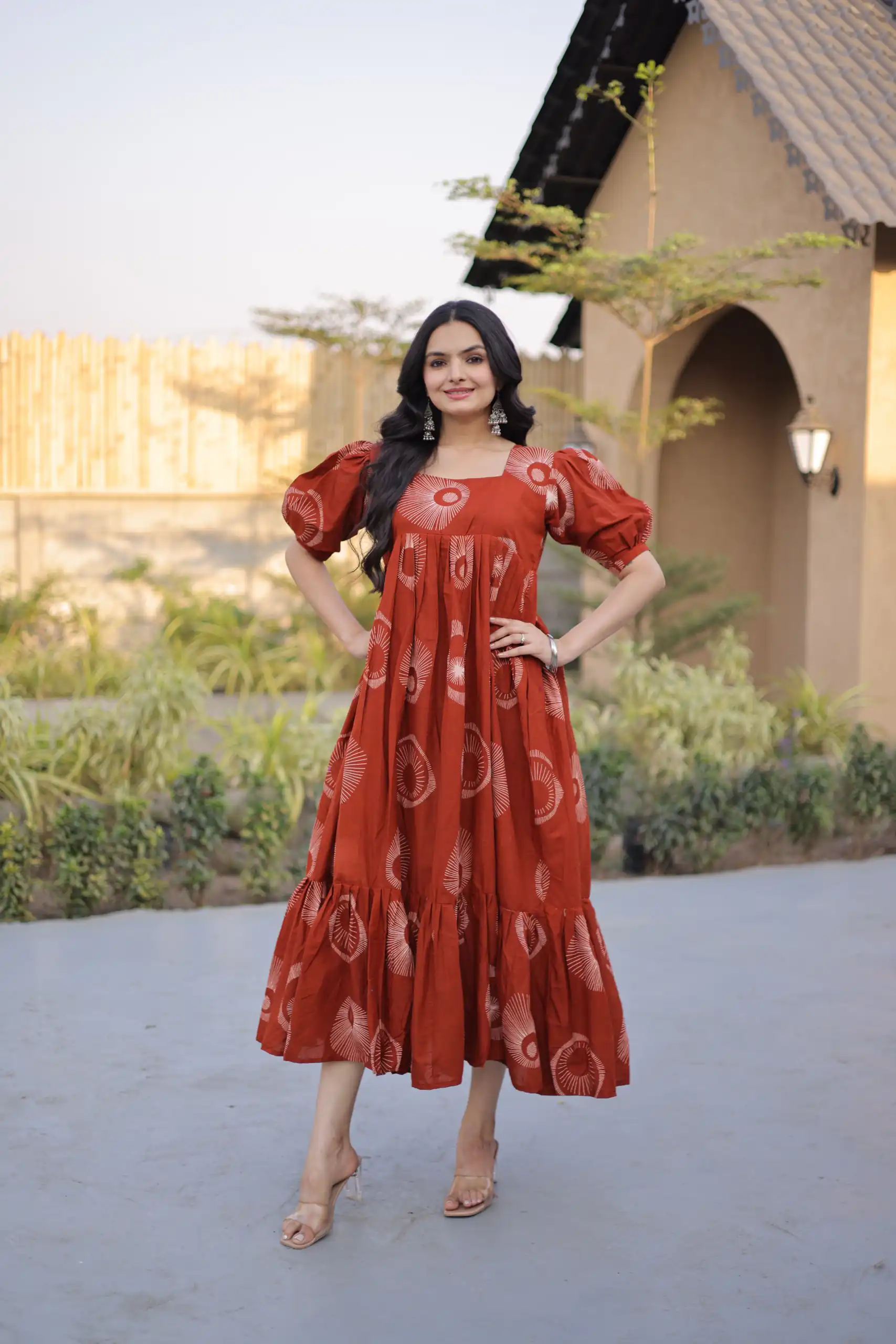 Beautiful Rust Cotton Printed Kurti - Image 3