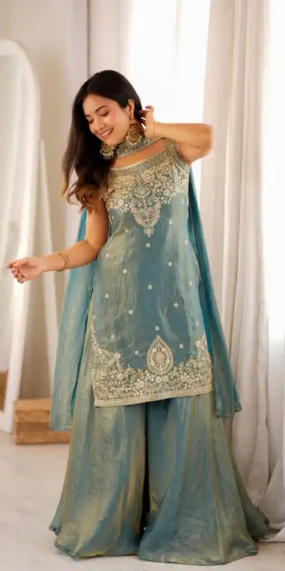 Alternative view of Classic Blue Soft Fendy Silk Sequence Work Salwar Suit