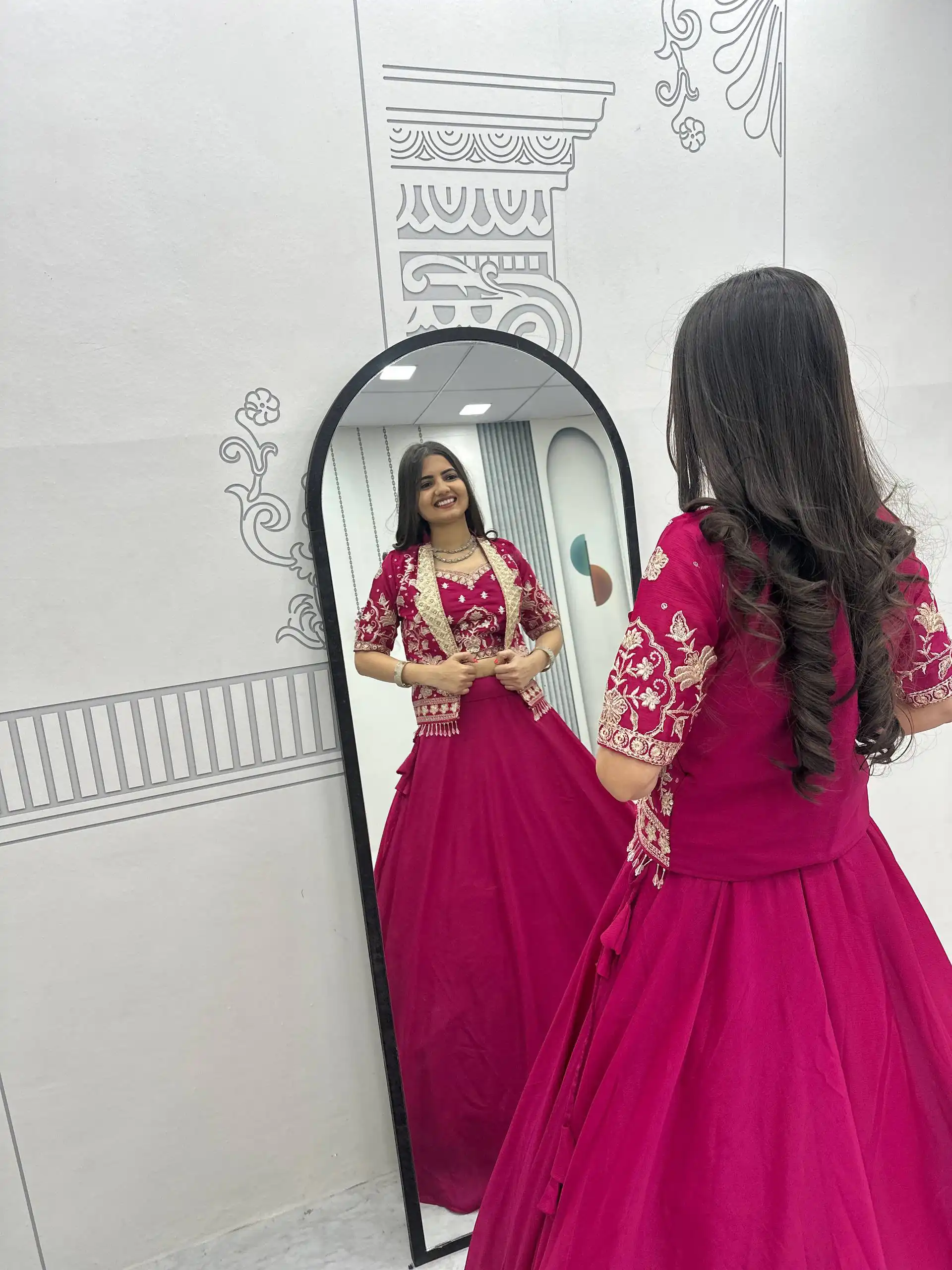 Fancy Pink Chinon Embroidery Work Lehenga Choli - Image 7