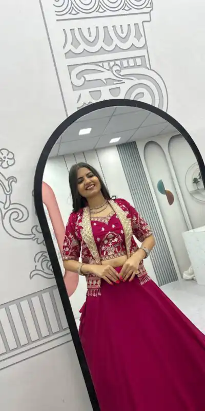 Alternative view of Fancy Pink Chinon Embroidery Work Lehenga Choli