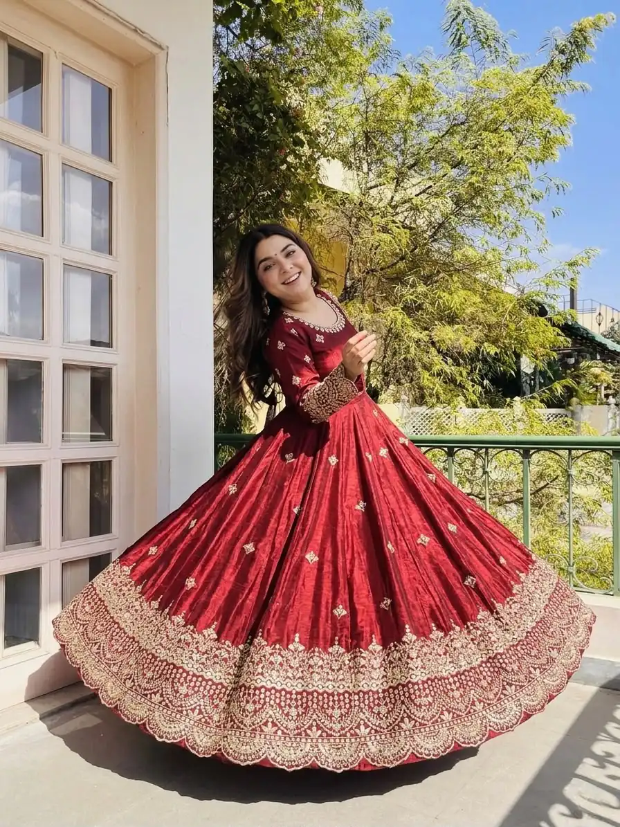 Gorgeous Red Fendy Silk Embroidery Work Salwar Suit - Image 2