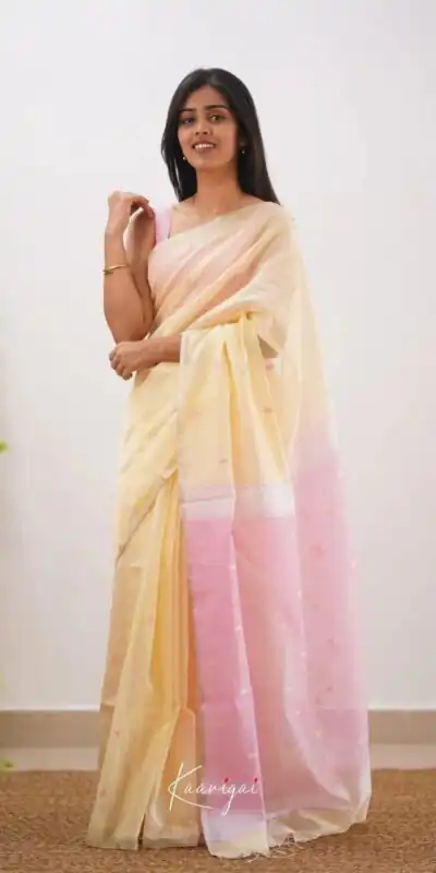 Alternative view of Perfect Cream Soft Lilan Slab Weaving Work Saree