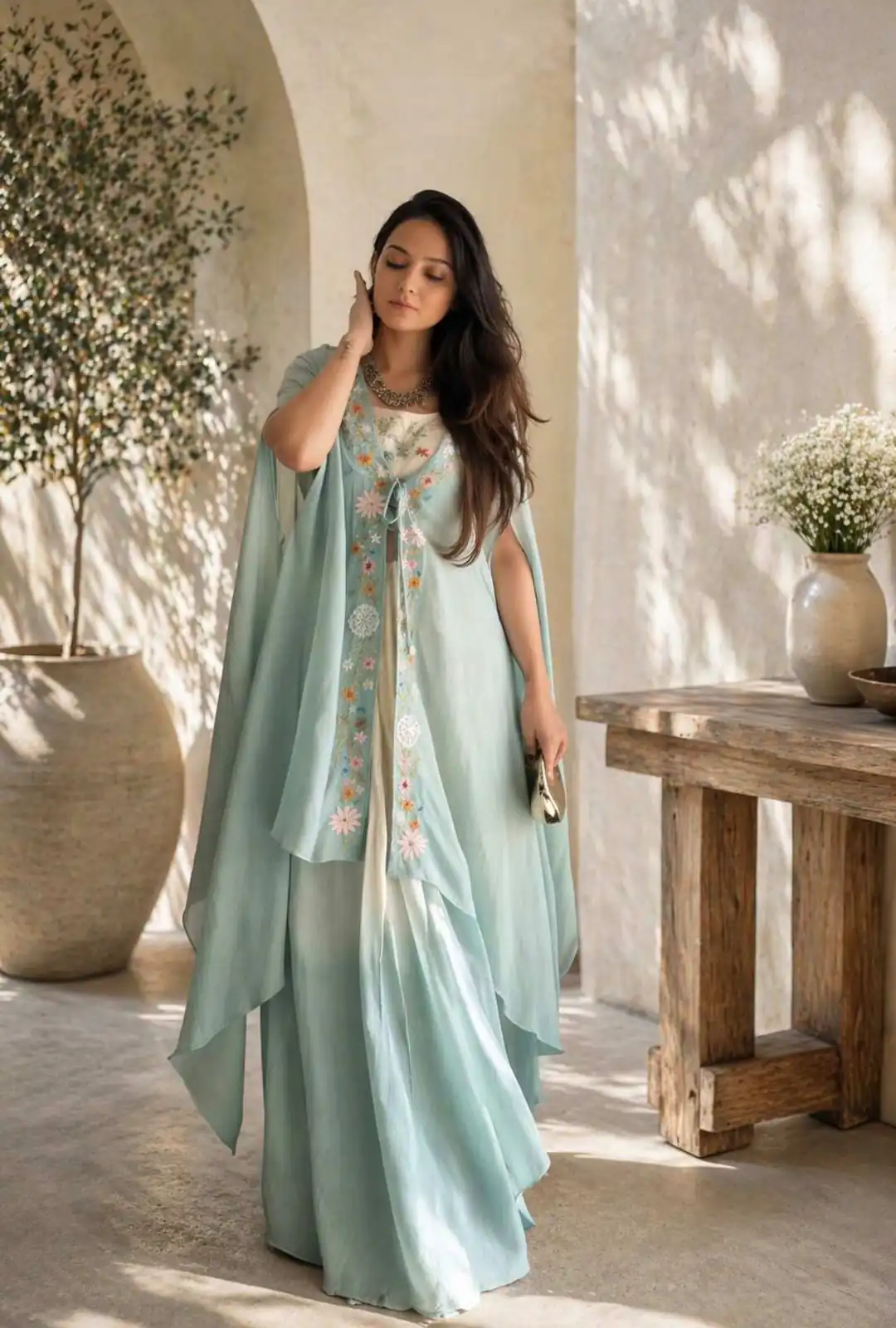 Stylist Sky Blue Banglory Silk Sequins Work Lehenga Choli - Image 5