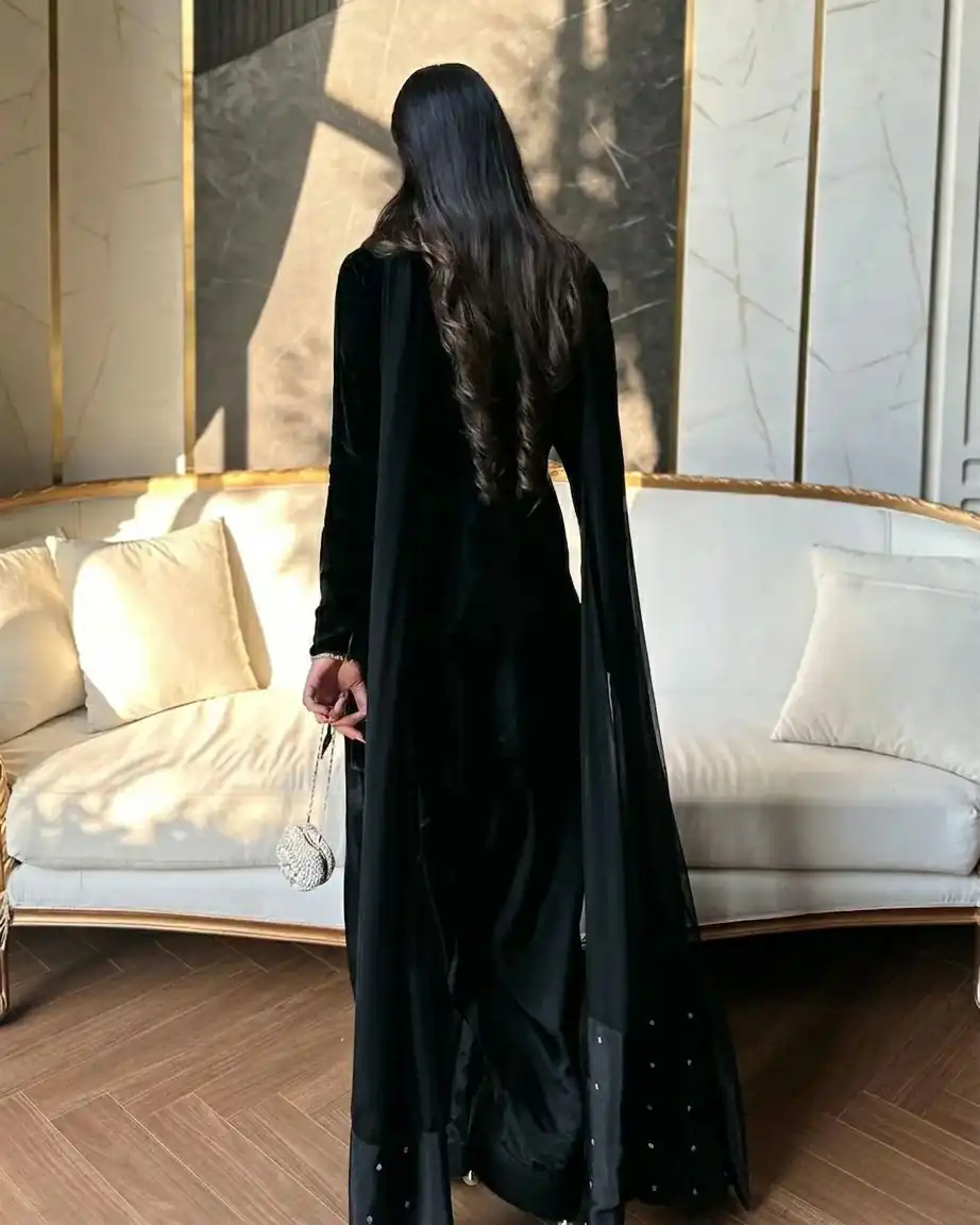 Super Black Natural Crep Embroidery Work Salwar Suit - Image 7