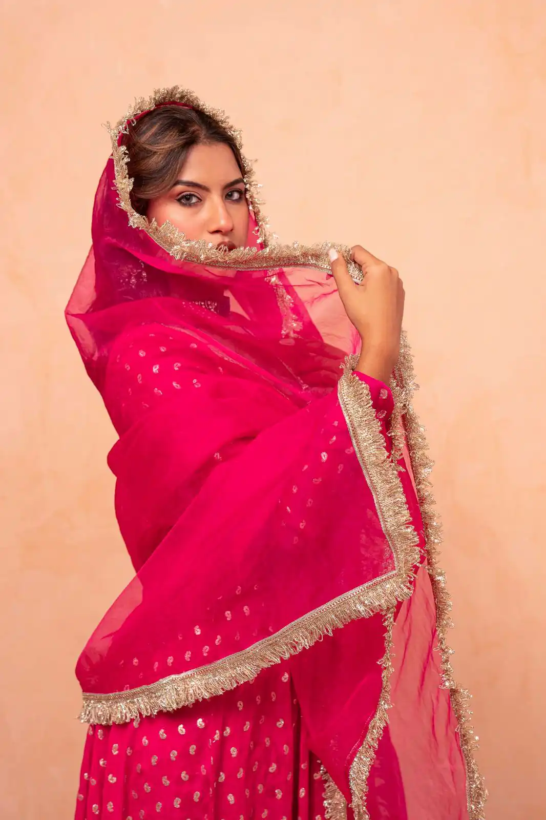 Super Pink Chanderi Jacquard Mirror Work Salwar Suit Suit - Image 7