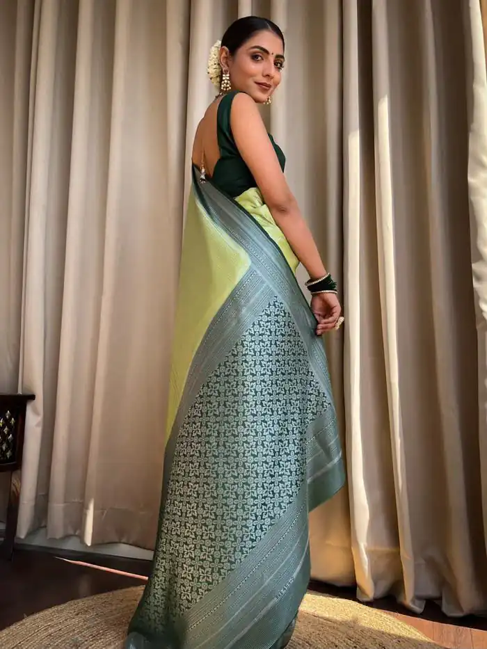 Super Pista Lichi Silk Jacquard Work Saree - Image 5