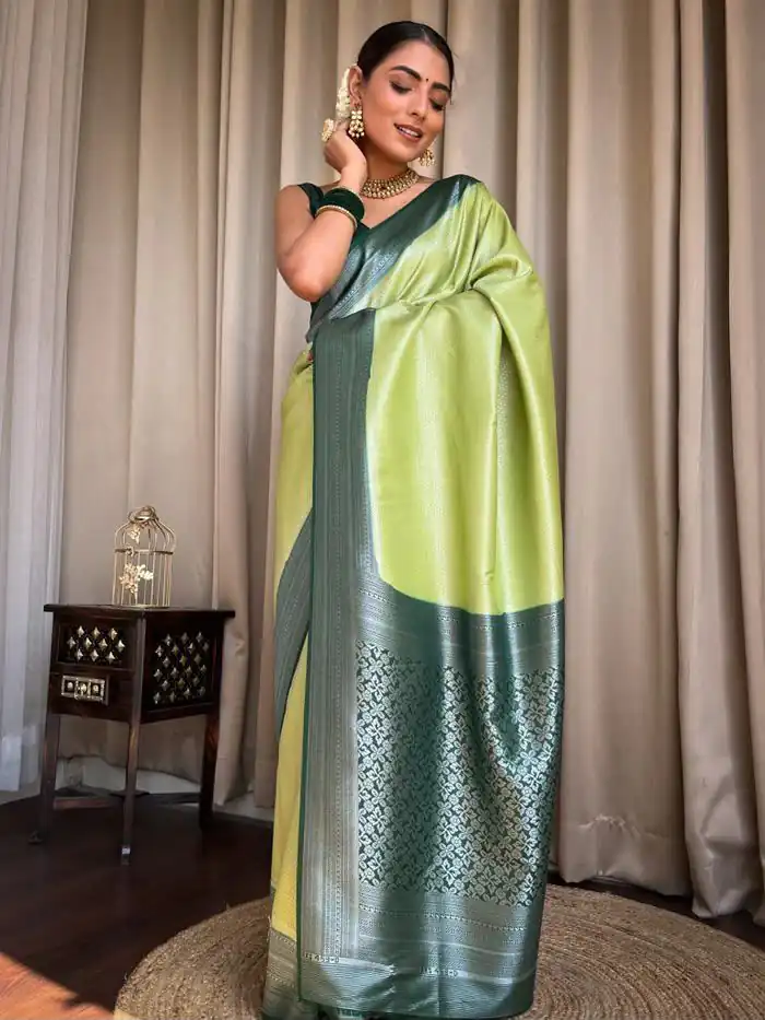 Super Pista Lichi Silk Jacquard Work Saree - Image 4