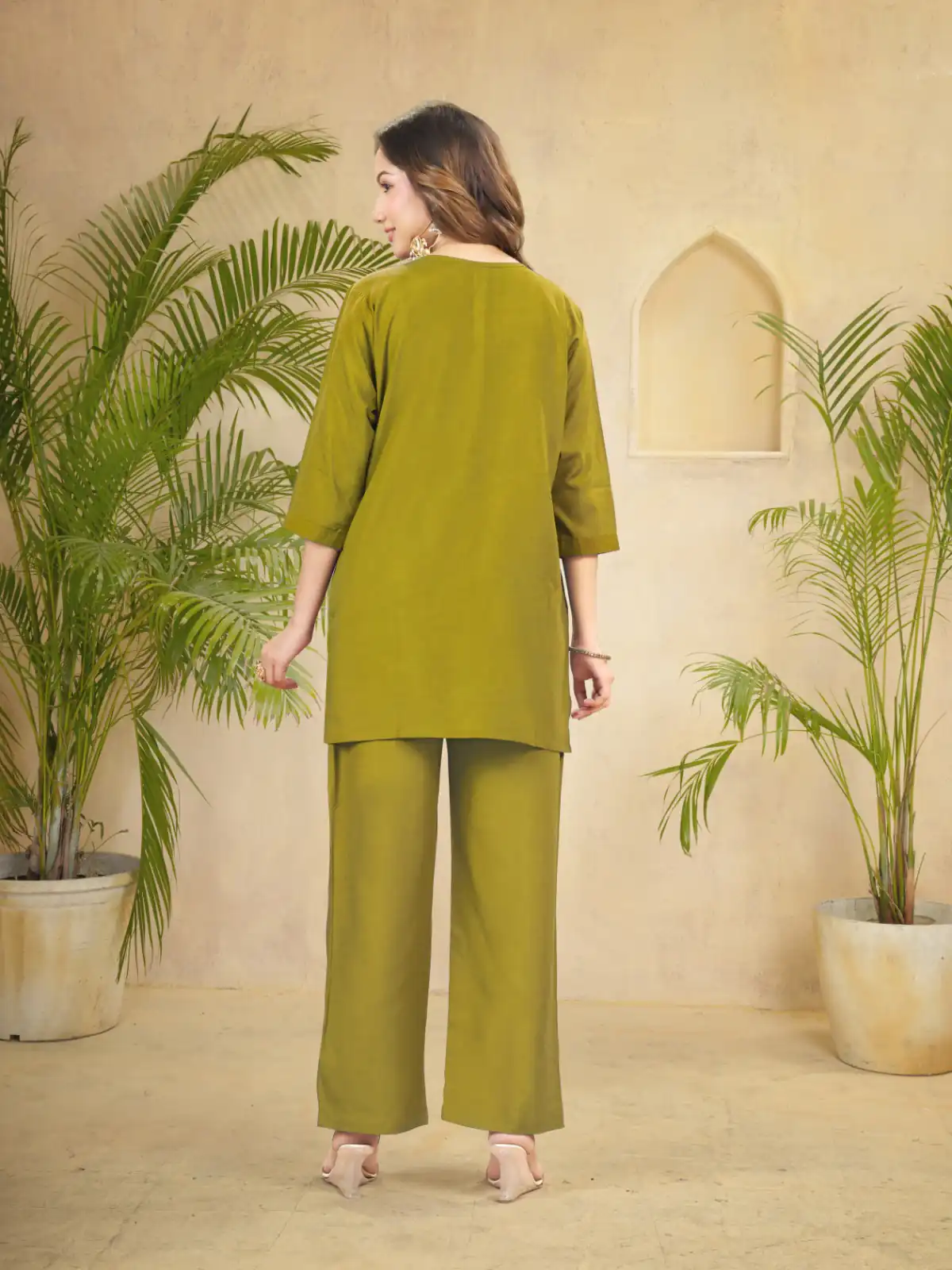 Unique Lime Green Viscose Rayon Embroidery Work Kurti - Image 5
