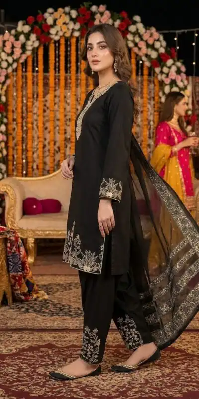 LG 2107 Black Rayon Salwar Suit with Embroidery Work & Mirror Work. Grab it for ₹1999. Delivery 4-6 Working Days. Shop now. | Jump Suits, Salwar suit, Designer Suits, Casual Suits, Creative suits, Palazzo Suits, Party Wear Suits, Patiala Suits, Straight Suits