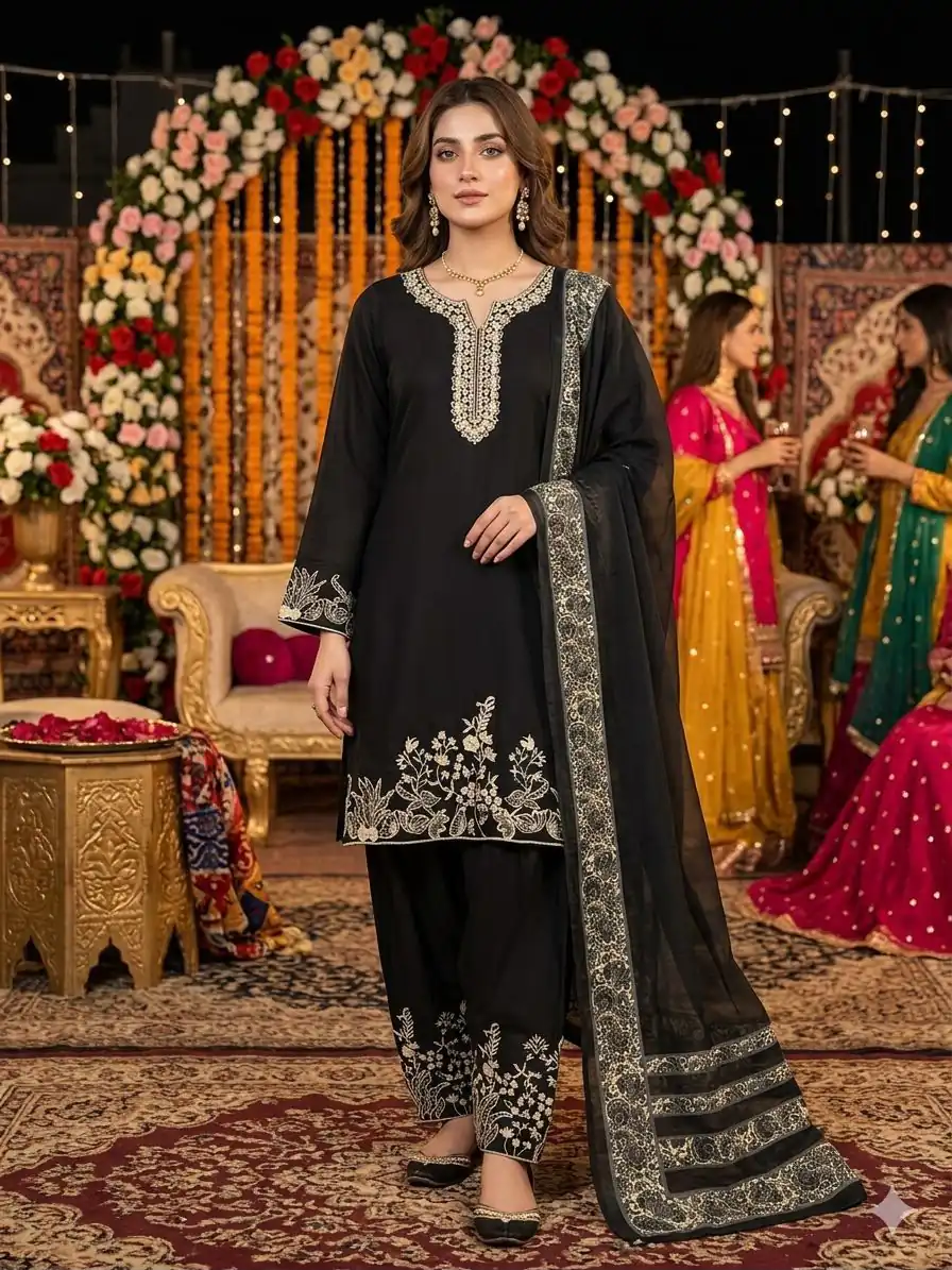 LG 2107 Black Rayon Salwar Suit with Embroidery Work & Mirror Work. Grab it for ₹1999. Delivery 4-6 Working Days. Shop now. | Jump Suits, Salwar suit, Designer Suits, Casual Suits, Creative suits, Palazzo Suits, Party Wear Suits, Patiala Suits, Straight Suits